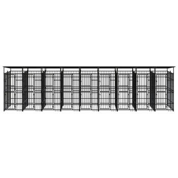 The Living Store Hondenkennel - Stalen stangen - 871 x 200 x 228 cm - zwart