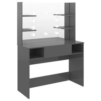 The Living Store Kaptafel - LED verlicht - MDF - 100 x 40 x 135 cm - Glanzend grijs