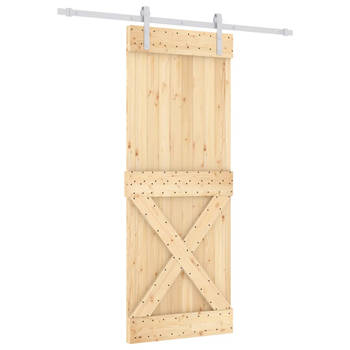 The Living Store Schuifdeur Massief Grenenhout - 80 x 3.6 x 210 cm - Witte Hardwareset