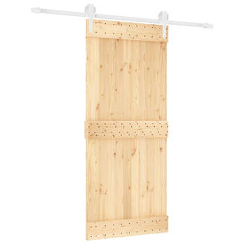 The Living Store Schuifdeur Massief Grenenhout 90x3.6x210 cm - Stil - Ruimtebesparend