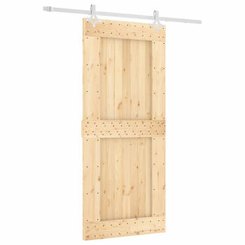 The Living Store Schuifdeur Massief Grenenhout - 90 x 3.6 x 210 cm - Stille en Ruimtebesparende Binnendeur