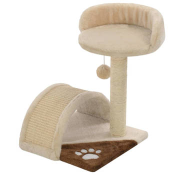 The Living Store Kattenkrabpaal - 30 x 30 x 40 cm - Beige/Bruin/Zwart