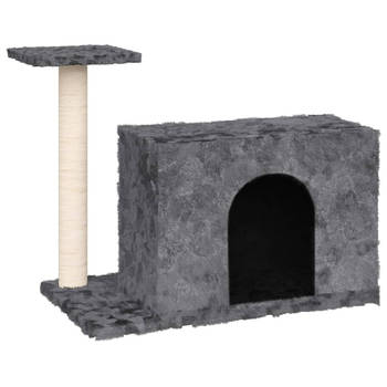 The Living Store Kattenboom - Meerdere niveaus - Comfortabel pluche - Duurzaam sisal - 66x40x51 cm - Donkergrijs