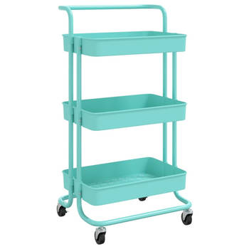 The Living Store Huishoudelijke Trolley - Turquoise - 42 x 35 x 85 cm - Sterk ABS en IJzer