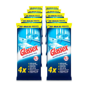 Glassex Schoonmaakdoekjes Glas & Vuil – 30 Stuks - 10 stuks