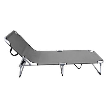 MaxxGarden Aluminium Ligstoel - voor Tuin en Zwembad - Verstelbare Rug - 189x59 cm (grijs)