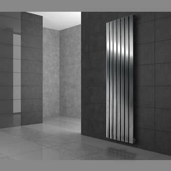 Badkamerradiator verticaal met middenaansluiting 1400x370 mm Chroom incl. universele aansluitset LuxeBath