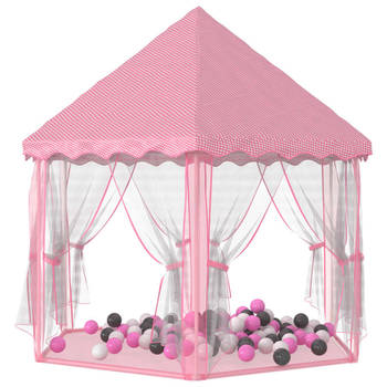 The Living Store Prinsessenspeeltent - 133 x 140 cm - Hoogwaardig polyester - Inclusief 250 kleurrijke ballen