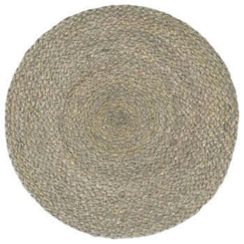 The Living Store Placemats Jute - 38 cm Grijs - Set van 6