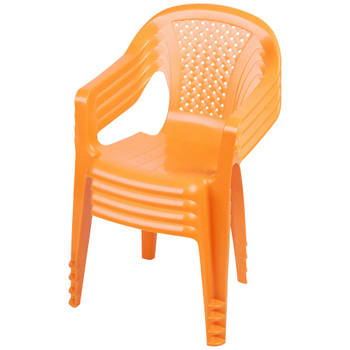 Sunnydays Kinderstoel - 4x - oranje - kunststof - buiten/binnen - L37 x B35 x H52 cm - tuinstoelen - Kinderstoelen