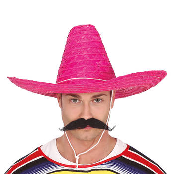 Guirca Mexicaanse Sombrero hoed voor heren - carnaval/verkleed accessoires - roze - Verkleedhoofddeksels