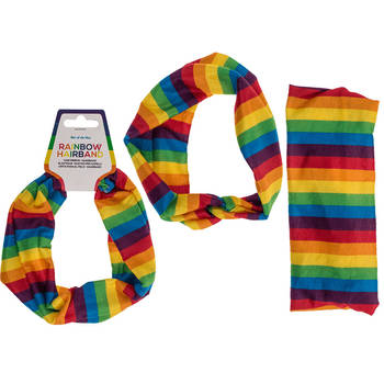 Haarbandje voor dames - Gay Pride/Regenboog thema kleuren - polyester - Verkleedhaardecoratie