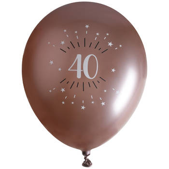 Santex verjaardag leeftijd ballonnen 40 jaar - 6x stuks - rosegoud - 30 cmA - Feestartikelen - Ballonnen