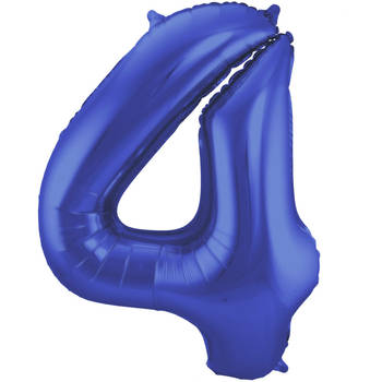 Folie ballon van cijfer 4 in het blauw 86 cm - Ballonnen