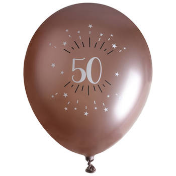 Santex verjaardag leeftijd ballonnen 50 jaar - 6x stuks - rosegoud - 30 cmA - Abraham/Sarah - Ballonnen