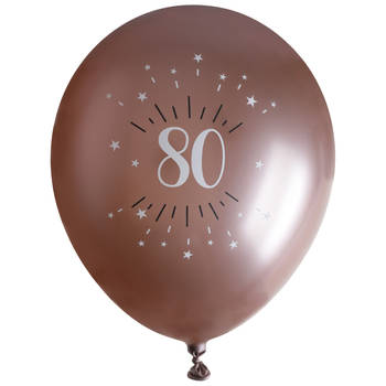 Santex verjaardag leeftijd ballonnen 80 jaar - 6x stuks - rosegoud - 30 cmA - Feestartikelen - Ballonnen