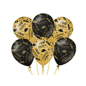 Paperdreams Geslaagd thema party Ballonnen - 18x - zwart/goud - You did it - Ballonnen