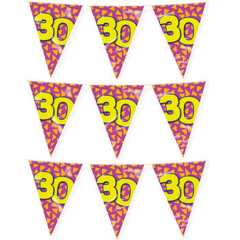 Paperdreams verjaardag 30 jaar thema vlaggetjes - 3x - feestversiering - 10m - folie - dubbelzijdig - Vlaggenlijnen