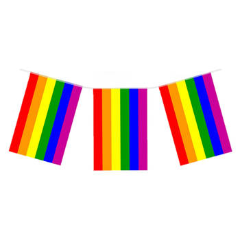 Regenboog vlaggenlijn/vlaggetjes van 7 meter - Vlaggenlijnen