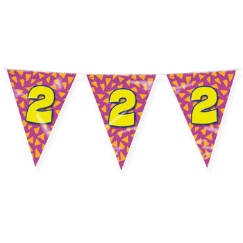 Paperdreams Verjaardag 2 jaar thema Vlaggetjes - Feestversiering - 10m - Folie - Dubbelzijdig - Vlaggenlijnen