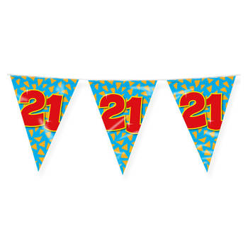 Paperdreams Verjaardag 21 jaar thema Vlaggetjes - Feestversiering - 10m - Folie - Dubbelzijdig - Vlaggenlijnen