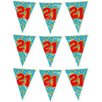 Paperdreams verjaardag 21 jaar thema vlaggetjes - 3x - feestversiering - 10m - folie - dubbelzijdig - Vlaggenlijnen