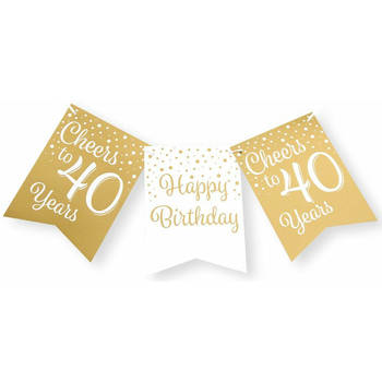 Paperdreams Verjaardag Vlaggenlijn 40 jaar - Gerecycled karton - wit/goud - 600 cm - Vlaggenlijnen