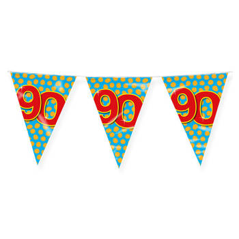 Paperdreams Verjaardag 90 jaar thema Vlaggetjes - Feestversiering - 10m - Folie - Dubbelzijdig - Vlaggenlijnen