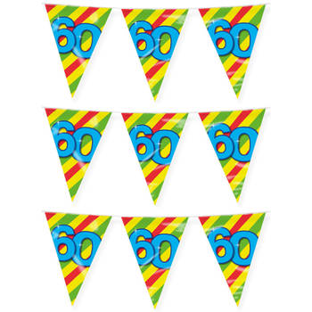 Paperdreams verjaardag 60 jaar thema vlaggetjes - 3x - feestversiering - 10m - folie - dubbelzijdig - Vlaggenlijnen