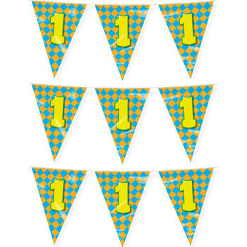 Paperdreams verjaardag 1 jaar thema vlaggetjes - 3x - feestversiering - 10m - folie - dubbelzijdig - Vlaggenlijnen