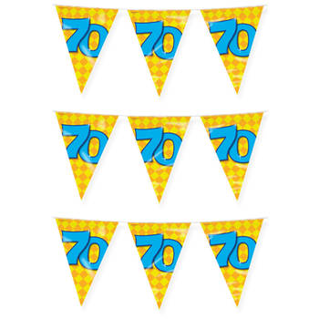 Paperdreams verjaardag 70 jaar thema vlaggetjes - 3x - feestversiering - 10m - folie - dubbelzijdig - Vlaggenlijnen