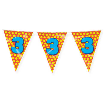 Paperdreams Verjaardag 3 jaar thema Vlaggetjes - Feestversiering - 10m - Folie - Dubbelzijdig - Vlaggenlijnen