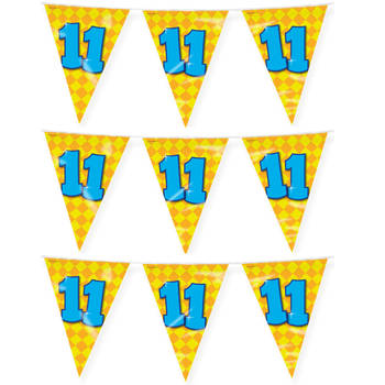 Paperdreams verjaardag 11 jaar thema vlaggetjes - 3x - feestversiering - 10m - folie - dubbelzijdig - Vlaggenlijnen
