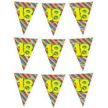 Paperdreams verjaardag 18 jaar thema vlaggetjes - 3x - feestversiering - 10m - folie - dubbelzijdig - Vlaggenlijnen