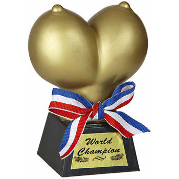 Widmann Trofee/award gouden borsten/tieten - 13 cm - Fun prijs mooiste borsten - Fopartikelen