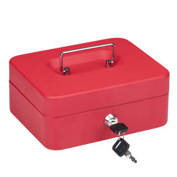 Red & Decker Geldkistje met 2 sleutels - rood - staal - 20 x 16 x 9 cm - inbraakbeveiliging - Geldkistjes
