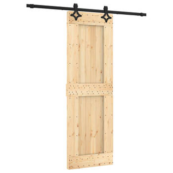 vidaXL Schuifdeur met beslag 70x210 cm massief grenenhout