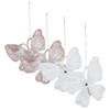 Kersthangers vlinders -4x-transparant met roze en wit -15cm -kunststof - Kersthangers