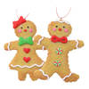 Kerstornamenten - 2x st-gingerbread peperkoeken - kunststof - 11 cm - Kersthangers