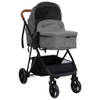 The Living Store Kinderwagen 2-in-1 Staal-Linnen - 59 x 100 x 103 cm - Lichtgrijs/Zwart