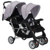 The Living Store Kinderwagen Dubbel - Grijs/Zwart - 122.5 x 53.5 x 111 cm - Duurzaam en veelzijdig