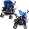 The Living Store Kinderwagen Twin - Blauw/Zwart - 80 x 96 x 104 cm - Inklapbaar