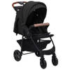 The Living Store Kinderwagen 3-in-1 - Antraciet - Staal en Linnen - 49x82x99 cm (BxDxH) - Inclusief Autostoeltje