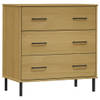 The Living Store OSLO Dressoir - 77 x 40 x 79.5 cm - Massief grenenhout - 3 lades