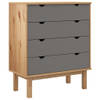 The Living Store OTTA Houten Ladekast - 76.5 x 39.5 x 90 cm - Massief Grenenhout - 4 Lades