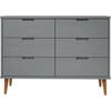 The Living Store MOLDE Ladekast - 113 x 40 x 80 cm - Massief grenenhout - Uv-vernis - Grijs