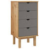 The Living Store OTTA 4-ladenkast - 46 x 39.5 x 90 cm - Massief grenenhout - Bruin - grijs