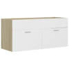 The Living Store badkaast - 100 x 38.5 x 46 cm - wit/sonoma eiken - spaanplaat