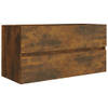 The Living Store Wastafelkast - Badkaast - 90 x 38.5 x 45 cm - Gerookt eiken