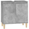 The Living Store Badkaast - Betongrijs - 58 x 33 x 60 cm - Duurzaam bewerkt hout - Extra opbergruimte